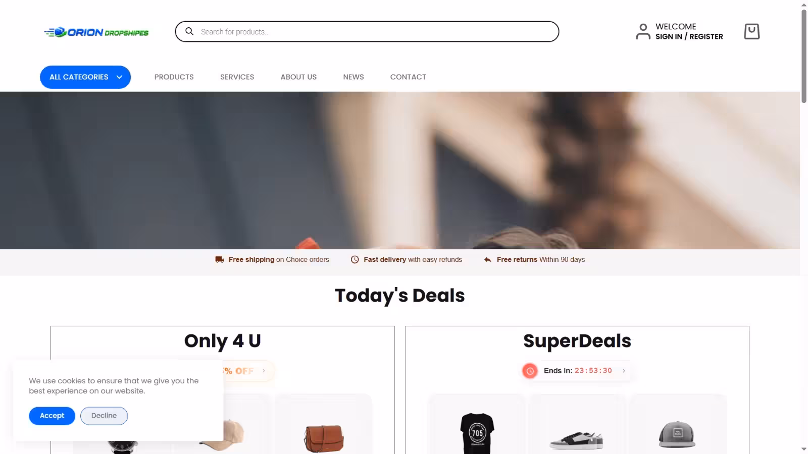 Orion Dropshipping Platform Interface